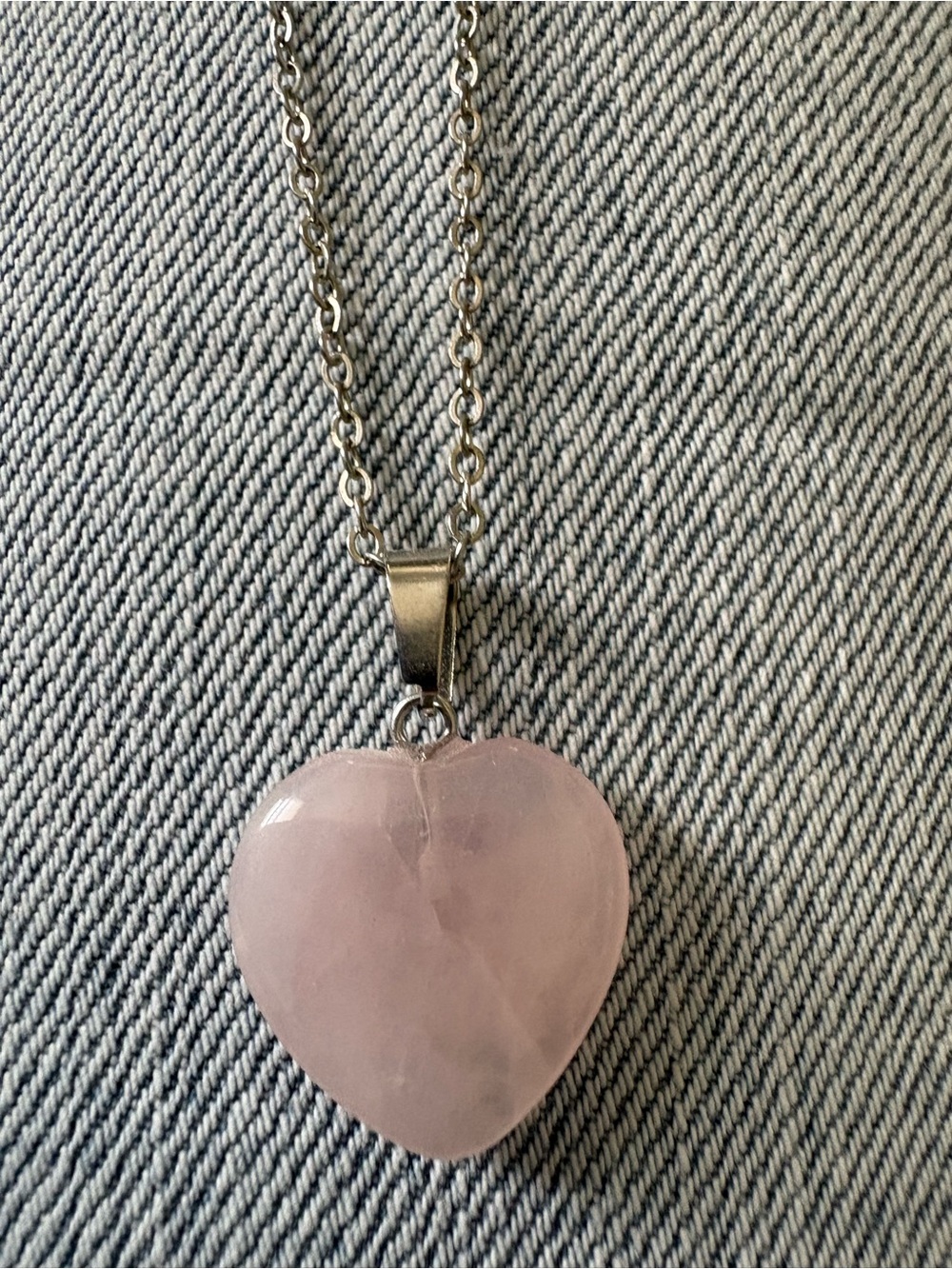Heart-Shaped Rose Quartz Pendant Necklace - Pink Stone on Silver Chain